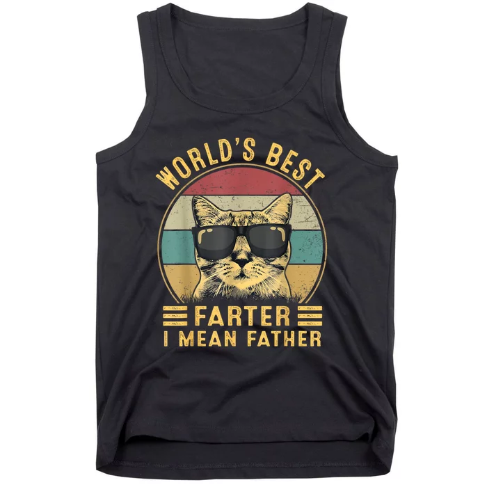 Retro Worlds Best Farter I Mean Father Best Cat Dad Ever Tank Top