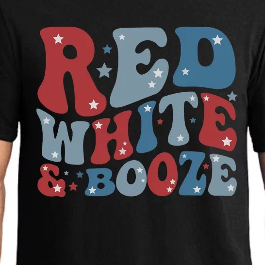 Red White & Booze Summer Funny Drinking 4th of July USA Flag Pajama Set