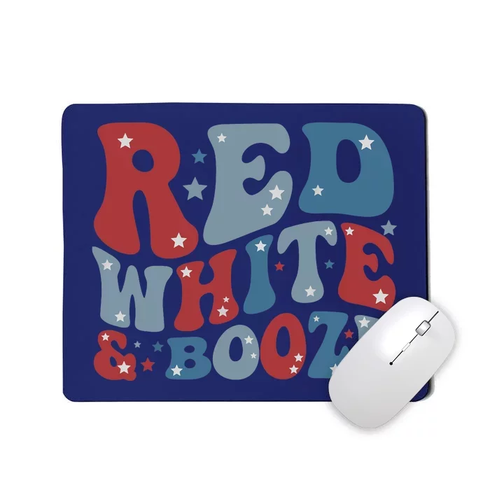 Red White & Booze Summer Funny Drinking 4th of July USA Flag Mousepad