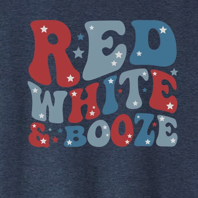 Red White & Booze Summer Funny Drinking 4th of July USA Flag Women's Crop Top Tee