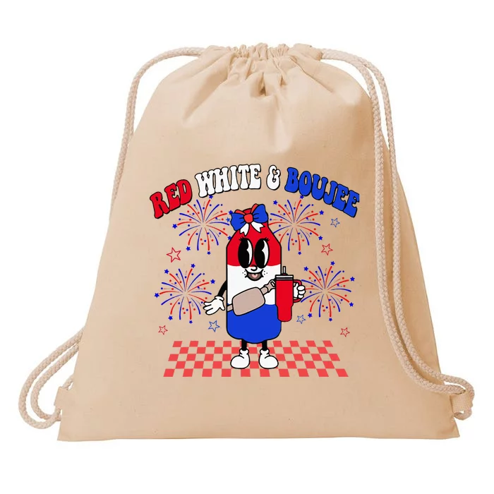 Red White & Boujee Drawstring Bag