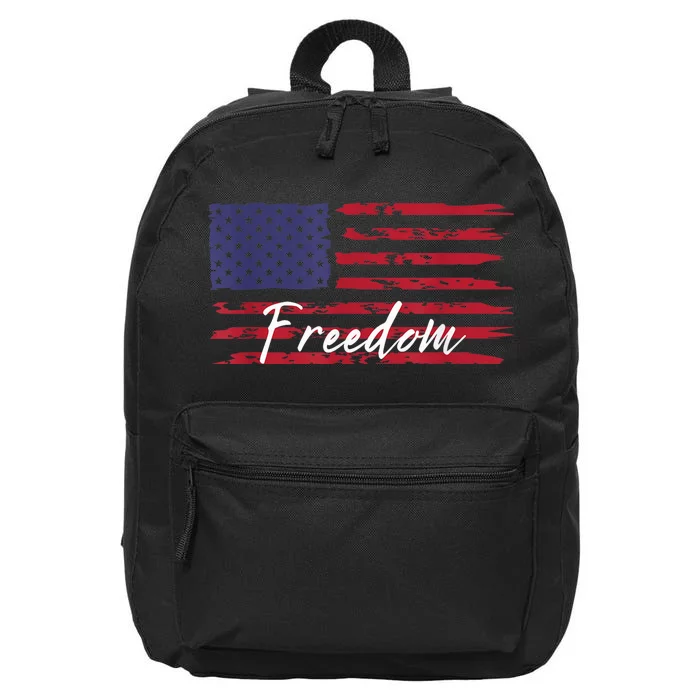 Red White Blue Freedom America USA Flag 16 in Basic Backpack