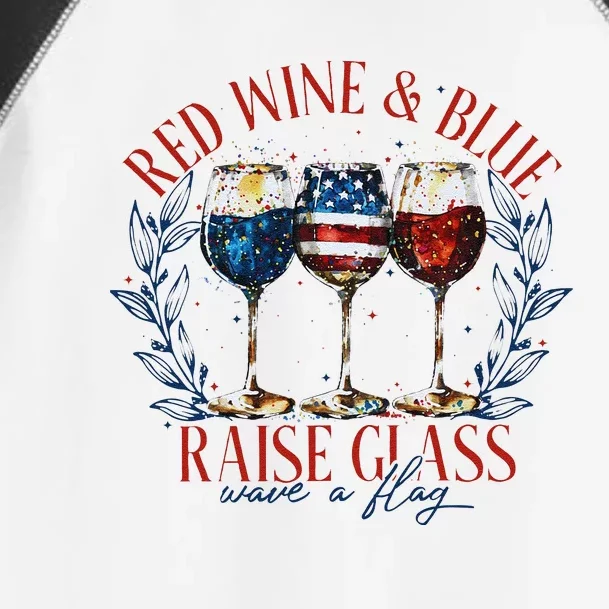 Red Wine & Blue Independence Day  Funny 4th Of July Toddler Fine Jersey T-Shirt