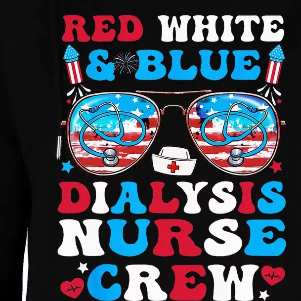 Red White Blue Dialysis Nurse Crew Sunglasses 4th Of July Womens Funnel Neck Pullover Hood