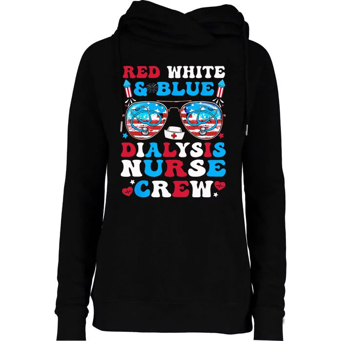 Red White Blue Dialysis Nurse Crew Sunglasses 4th Of July Womens Funnel Neck Pullover Hood