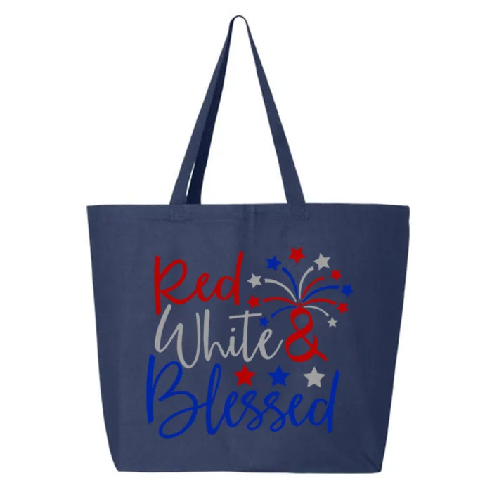 Red White Blessed 4th Of July Gift 25L Jumbo Tote