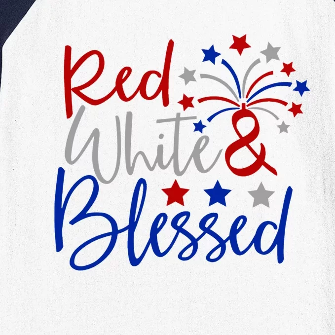 Red White Blessed 4th Of July Gift Baseball Sleeve Shirt