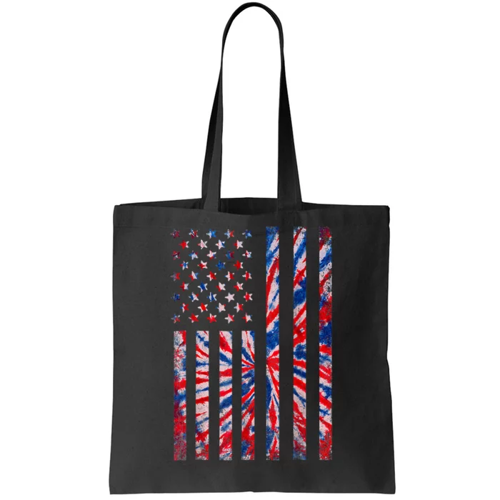 Red White Blue Tie Dye American Flag Vintage 4th Of July Tote Bag