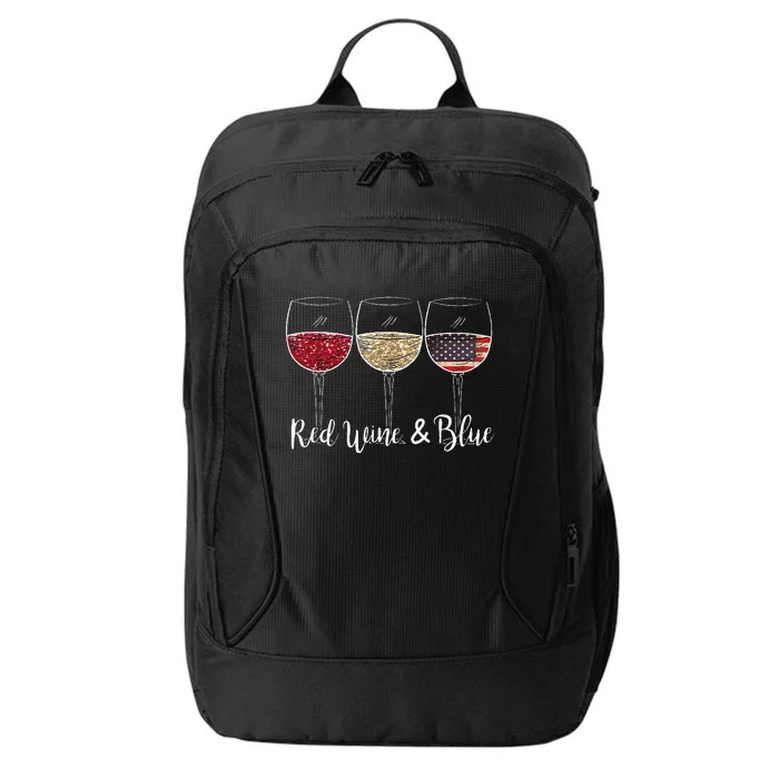 Red Wine & Blue 4th Of July Wine Red White Blue Wine Glasses City Backpack