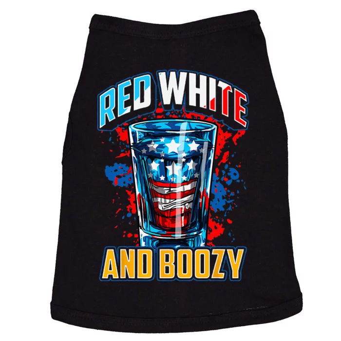 Red White & Boozy Patriotic American Whiskey Drinker Alcohol Doggie Tank