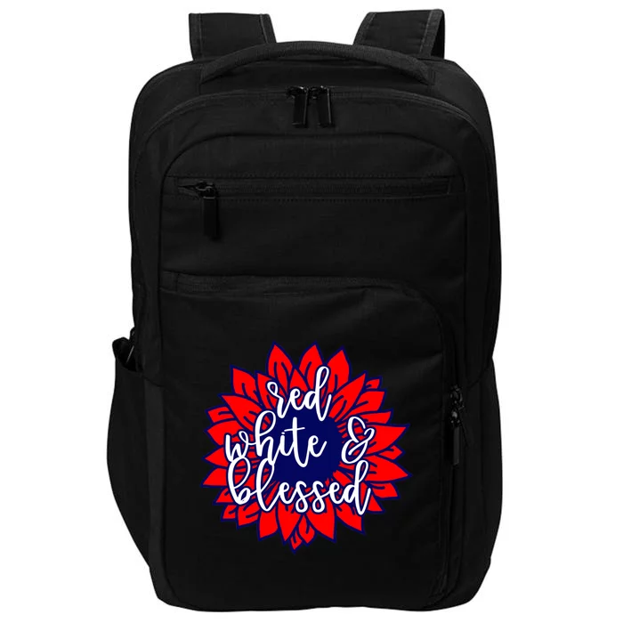 Red White Blessed Cute Patriotic Gift Flag Sunflower Gift Impact Tech Backpack