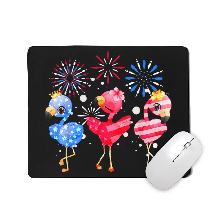 Red White Blue Flamingo 4th Of July Patriot US America Flag Mousepad