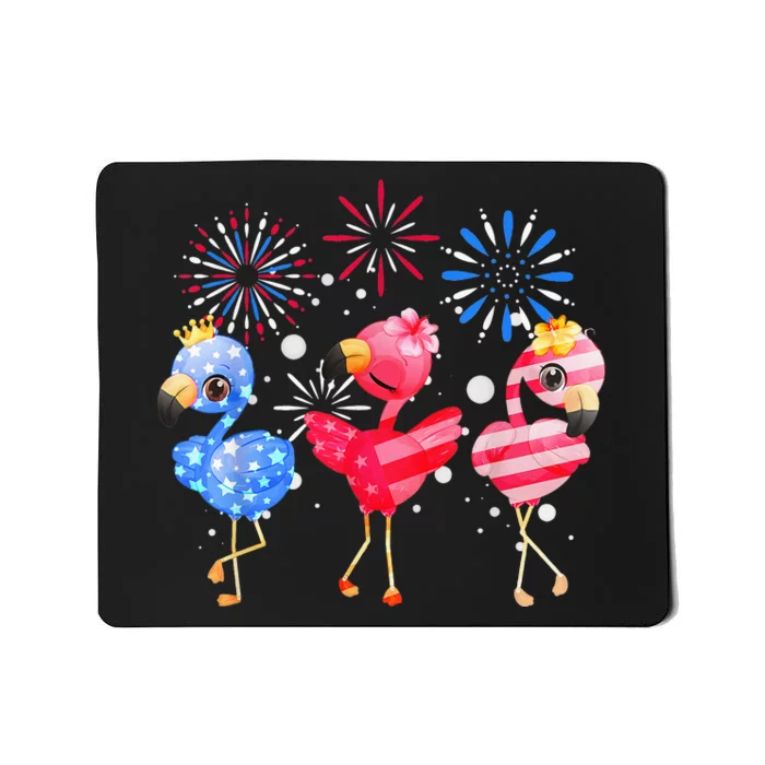 Red White Blue Flamingo 4th Of July Patriot US America Flag Mousepad