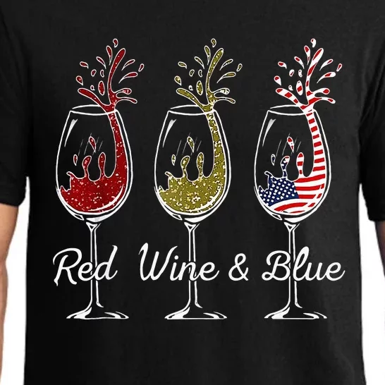 Red Wine & Blue 4th of July wine Red White Blue Wine Glasses Pajama Set