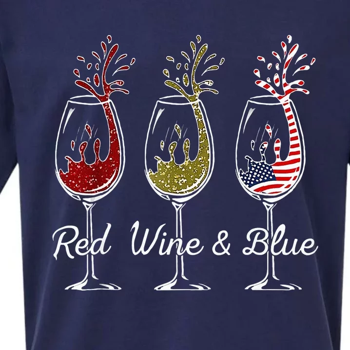 Red Wine & Blue 4th of July wine Red White Blue Wine Glasses Sueded Cloud Jersey T-Shirt