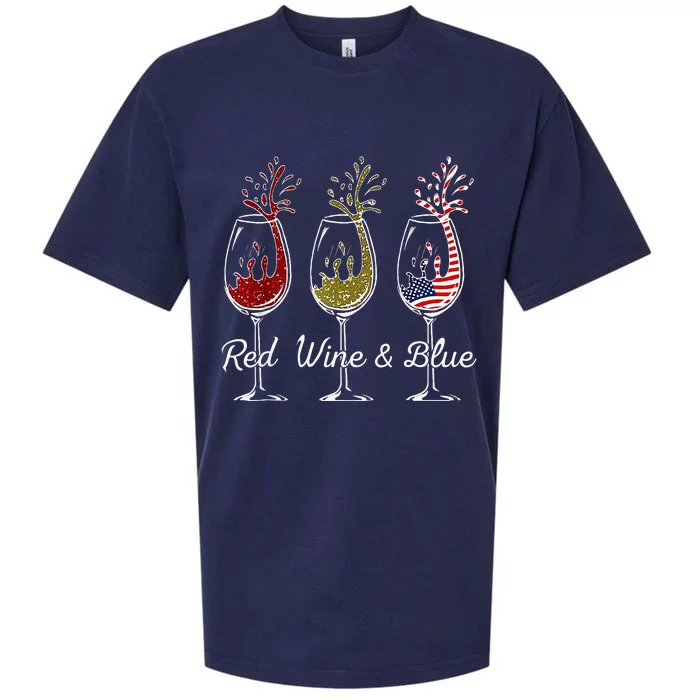 Red Wine & Blue 4th of July wine Red White Blue Wine Glasses Sueded Cloud Jersey T-Shirt