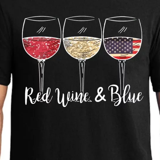 Red Wine Blue 4th Of July Wine Red White Blue Wine Glasses Pajama Set