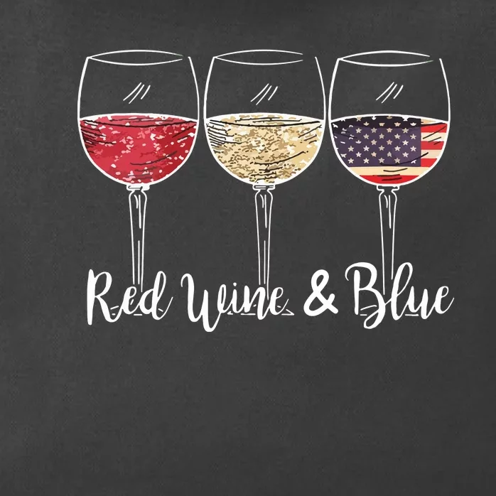 Red Wine Blue 4th Of July Wine Red White Blue Wine Glasses Zip Tote Bag