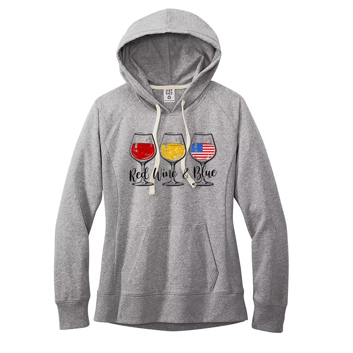 Red Wine & Blue 4th Of July Red White Blue Wine Glasses Women's Fleece Hoodie