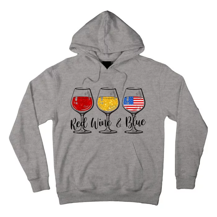 Red Wine & Blue 4th Of July Red White Blue Wine Glasses Tall Hoodie