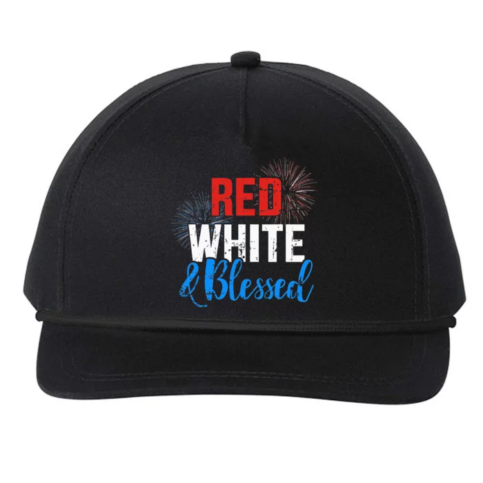 Red White Blessed For Independence Day On 4th Of July Snapback Five-Panel Rope Hat