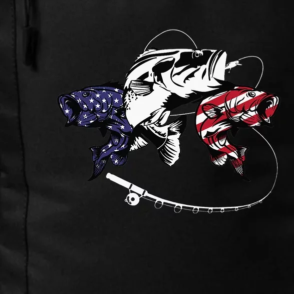 Red White Blue Bass Fishing Patriotic 4th Of July Daily Commute Backpack