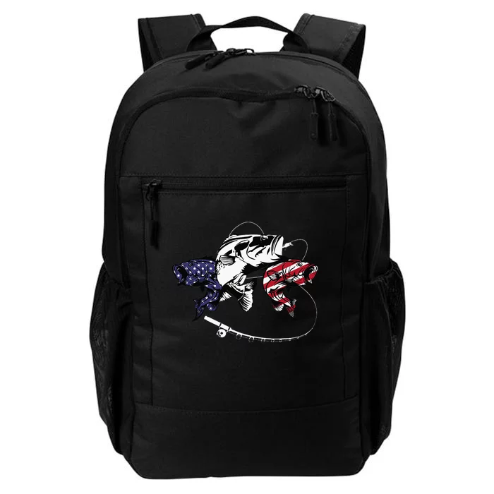 Red White Blue Bass Fishing Patriotic 4th Of July Daily Commute Backpack