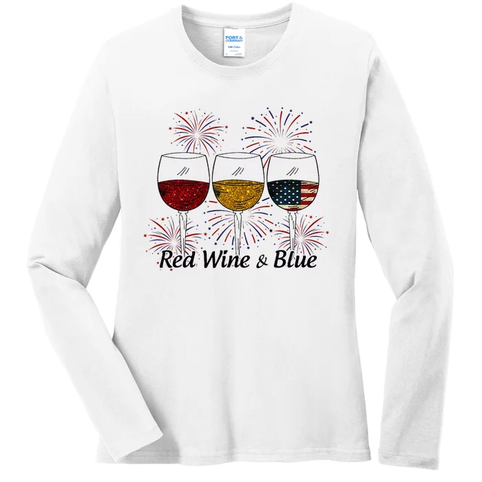 Red Wine & Blue Ladies Long Sleeve Shirt