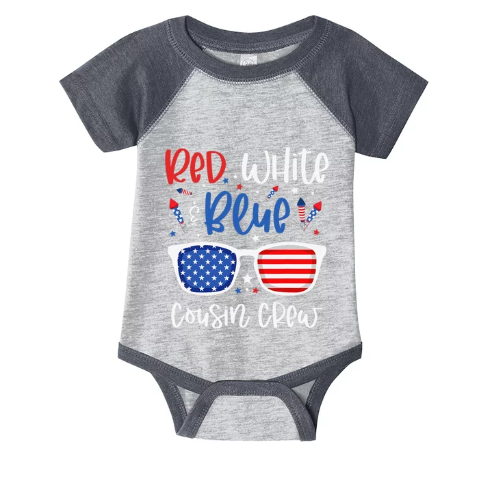 Red White & Blue Cousin Crew 4th of July USA Sunglasses Infant Baby Jersey Bodysuit