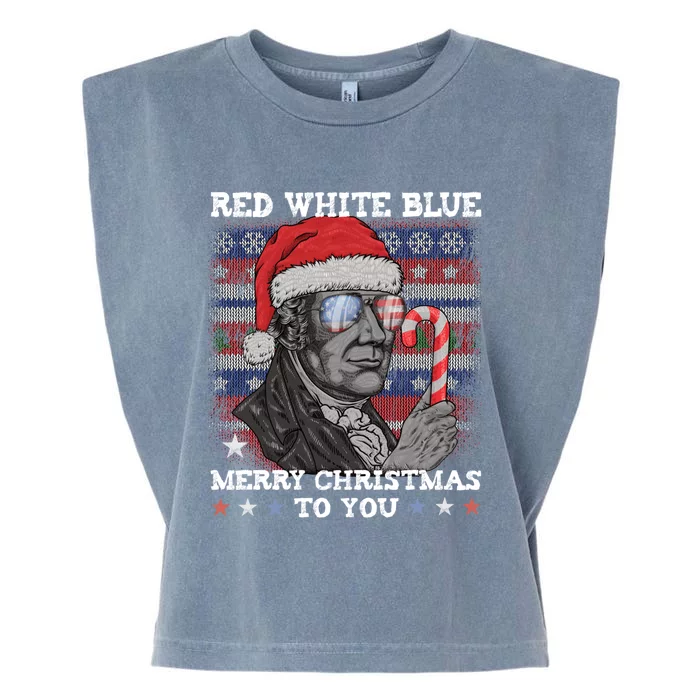 Red White Blue Merry Christmas To You Hamilton Ugly Xmas Gift Garment-Dyed Women's Muscle Tee