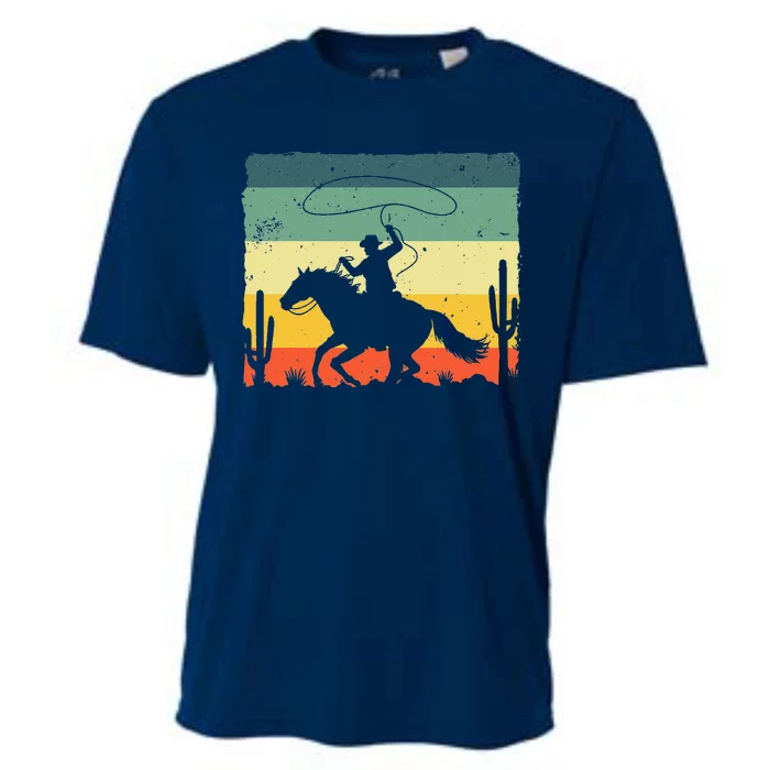 Retro Western Cowboy Design For Men Horse Rider Cowboy Cooling Performance Crew T-Shirt