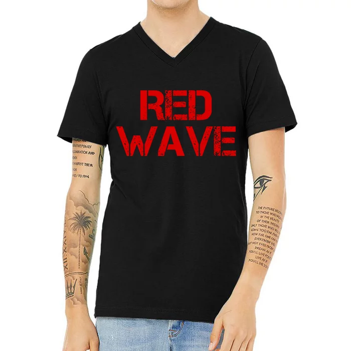 Red Wave Conservative Political V-Neck T-Shirt