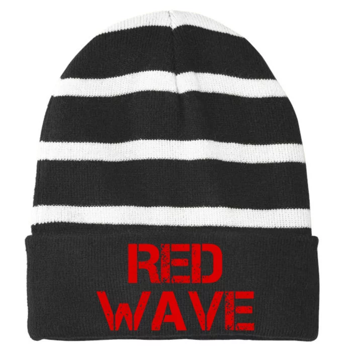 Red Wave Conservative Political Striped Beanie with Solid Band