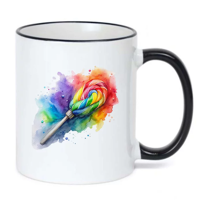 Rainbow Watercolor Candy Brush Multicolor Black Color Changing Mug