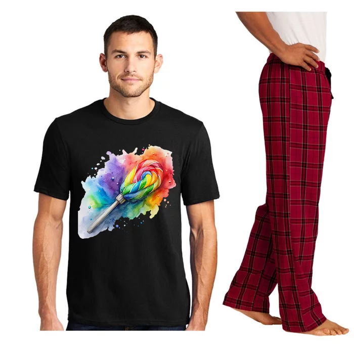 Rainbow Watercolor Candy Brush Multicolor Pajama Set