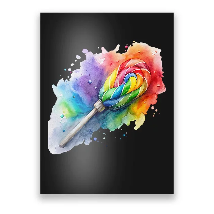 Rainbow Watercolor Candy Brush Multicolor Poster