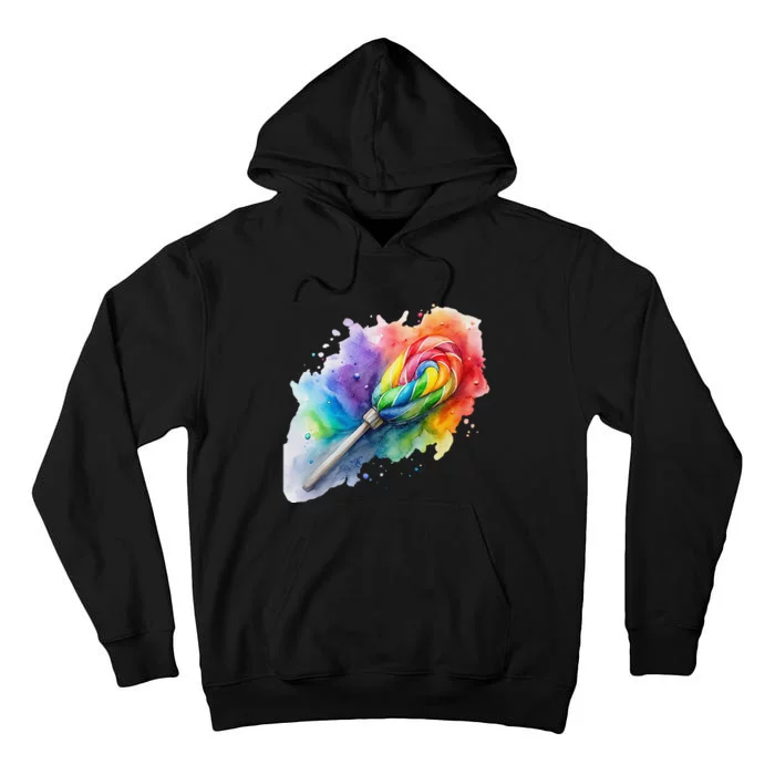 Rainbow Watercolor Candy Brush Multicolor Tall Hoodie