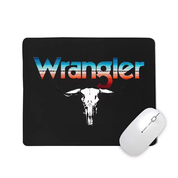 Rodeo Western Cow Skull Print Wrangler Vintage Style Mousepad