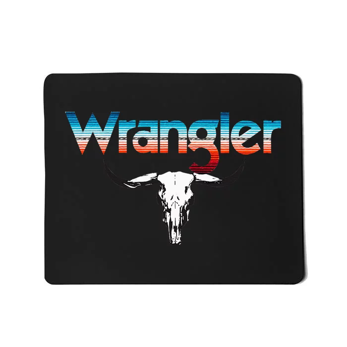 Rodeo Western Cow Skull Print Wrangler Vintage Style Mousepad