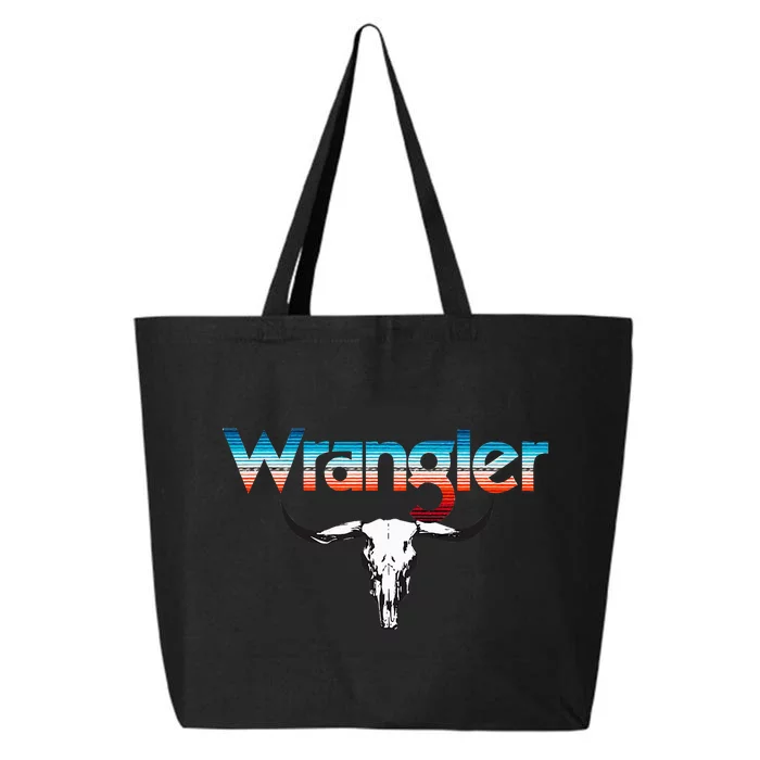 Rodeo Western Cow Skull Print Wrangler Vintage Style 25L Jumbo Tote