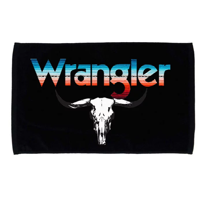 Rodeo Western Cow Skull Print Wrangler Vintage Style Microfiber Hand Towel