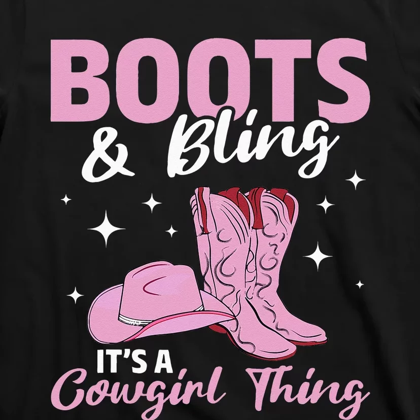 Rodeo Western Country Southern Cow hat Boots & Bling T-Shirt