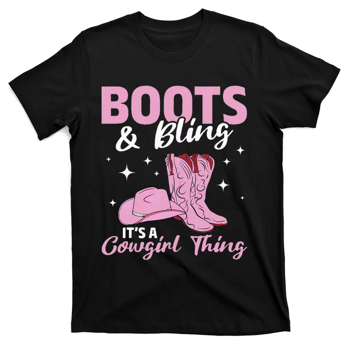 Rodeo Western Country Southern Cow hat Boots & Bling T-Shirt