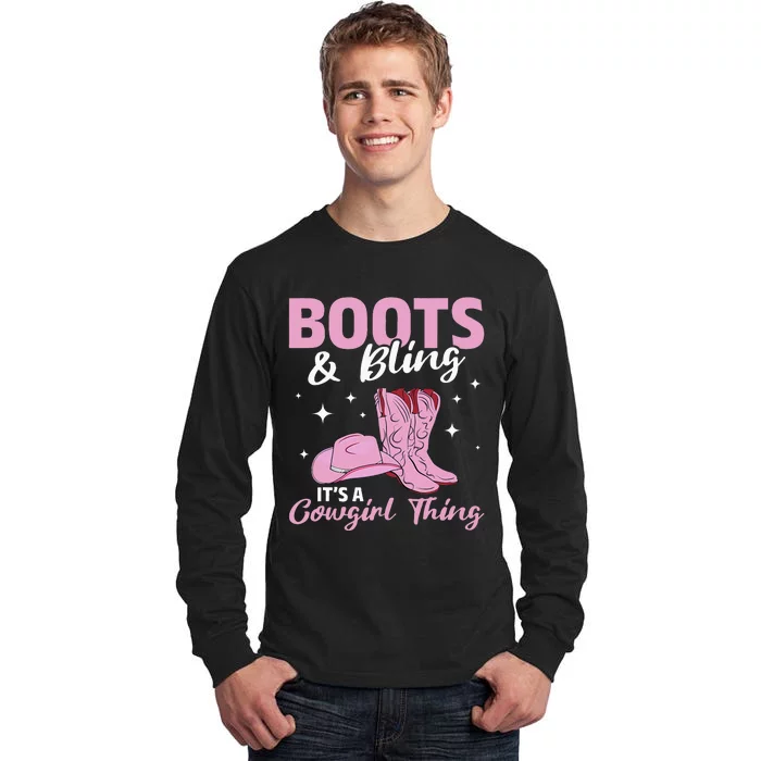 Rodeo Western Country Southern Cow hat Boots & Bling Tall Long Sleeve T-Shirt