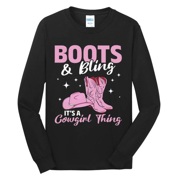 Rodeo Western Country Southern Cow hat Boots & Bling Tall Long Sleeve T-Shirt