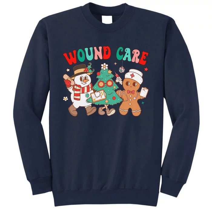 Retro Wound Care Crew Christmas Wounds Specialist Nursing Tall Sweatshirt