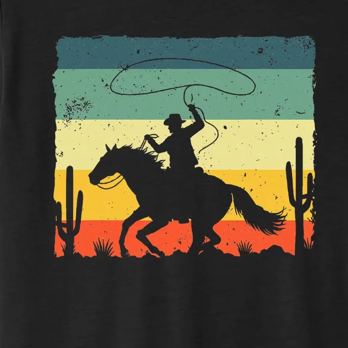 Retro Western Cowboy Design Horse Rider Cowboy ChromaSoft Performance T-Shirt