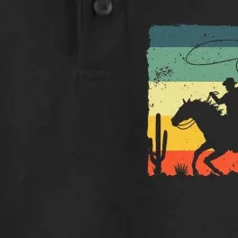 Retro Western Cowboy Design Horse Rider Cowboy Dry Zone Grid Performance Polo