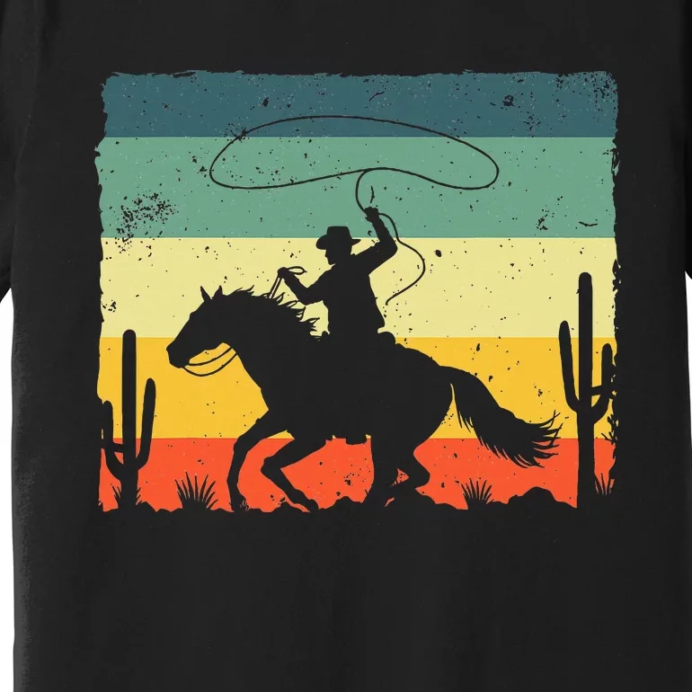 Retro Western Cowboy Design Horse Rider Cowboy Premium T-Shirt