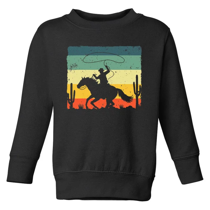 Retro Western Cowboy Design Horse Rider Cowboy Toddler Sweatshirt